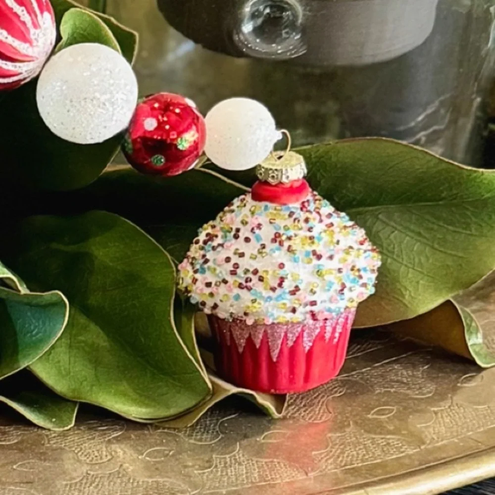 Christmas Cupcakes Large Bead Christmas Garland Hand Crafted